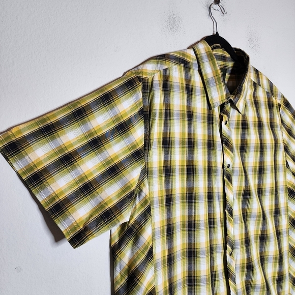 Prana snap button short sleeve plaid organic cotton shirt - Picture 6 of 12